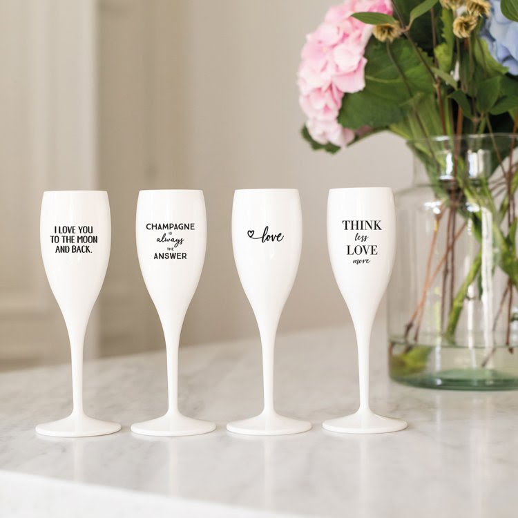 CHEERS Champagne Is The Answer, Champagneglas med print 6-pack 100ml | K3913525 | Svetrend