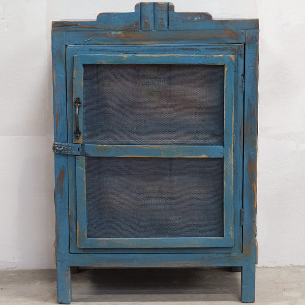 Display cabinet with metal mesh - blue