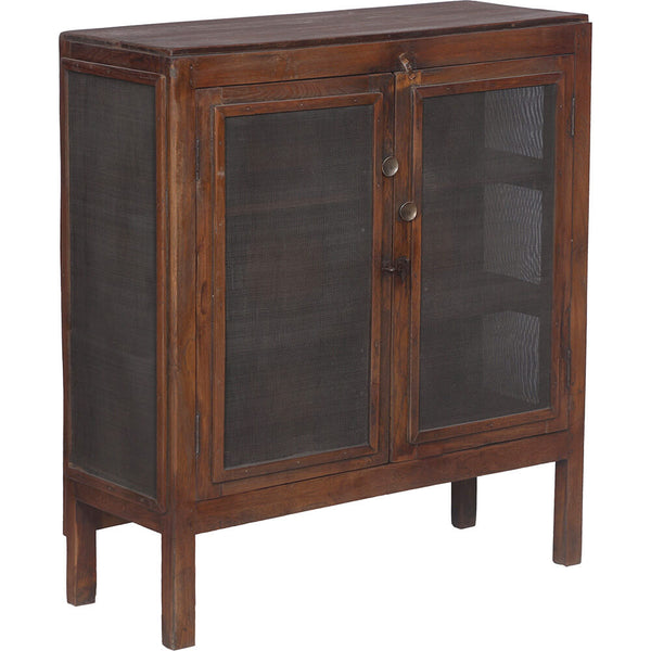 Small sideboard with metal mesh on the front and sides