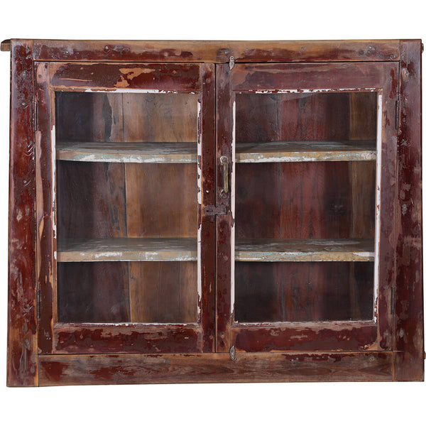 Wall cabinet with rustic patina