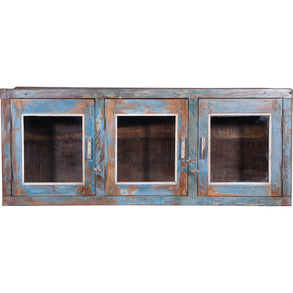 Beautiful blue wall cabinet with three doors