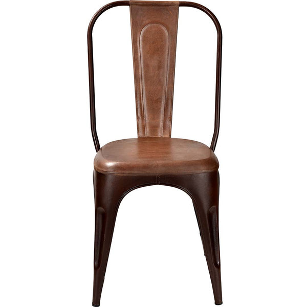 Living dining chair with high backrest - rusty with leather