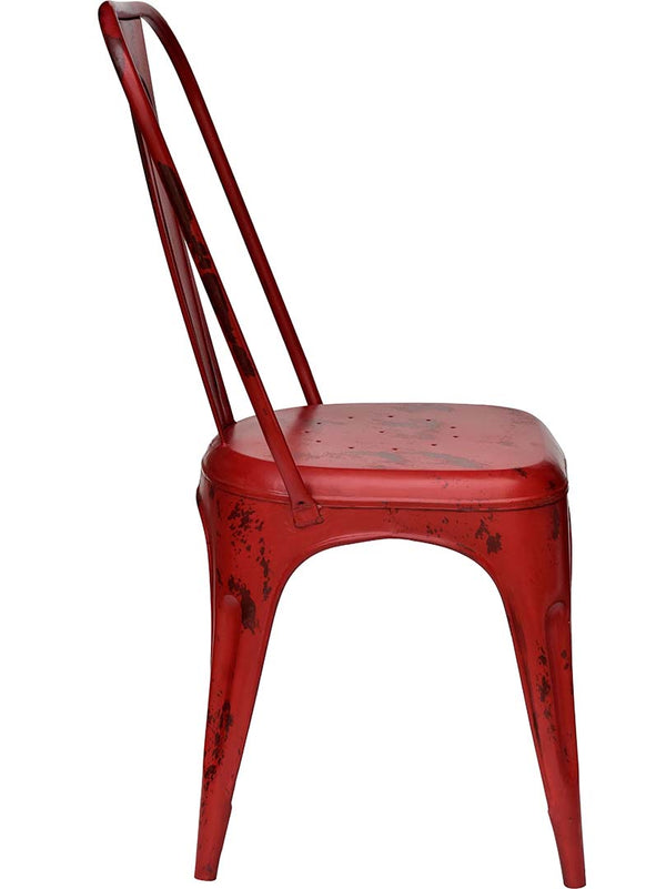 Living dining chair with high backrest - antique red