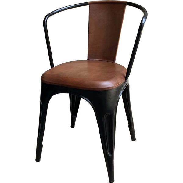 Living dining chair - antique black and leather