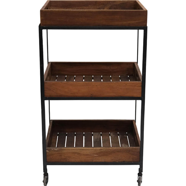 Keaton trolley with 3 wooden trays