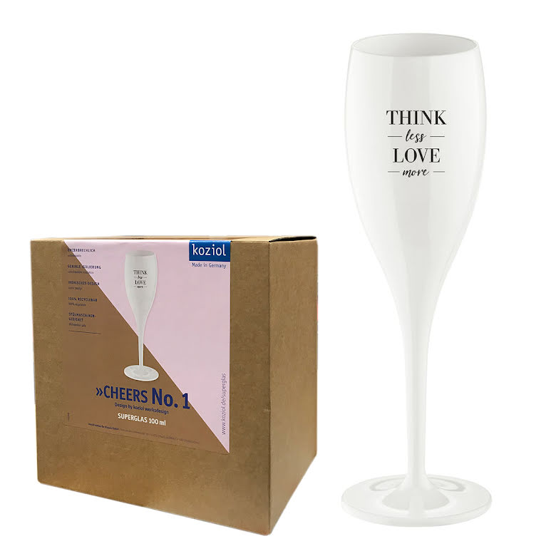 CHEERS Think Less Love More, Champagneglas med print 6-pack 100ml | K3911525 | Svetrend