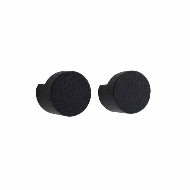 Wood Knot Knob/Hook Small 2.8 cm Black 2-pack