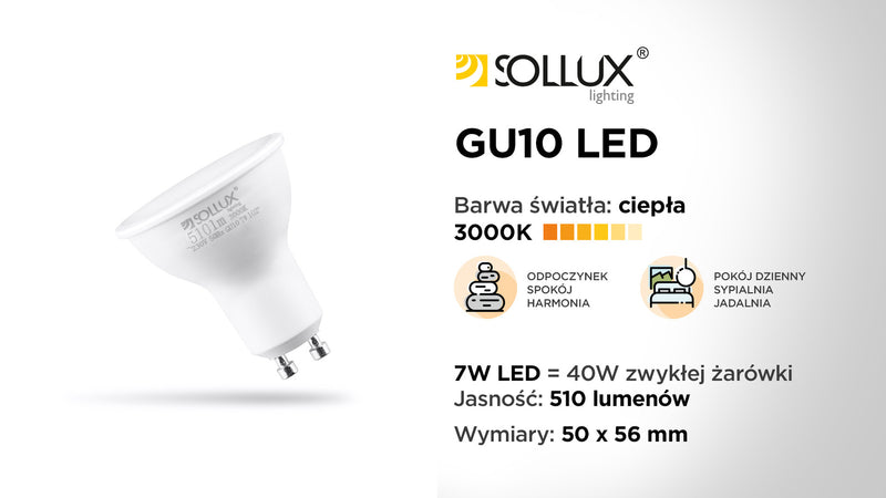 LED Glödlampa GU10 3000K 7W 510lm | SL.0972 | Svetrend