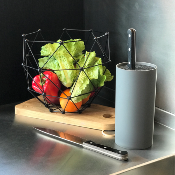 Knivblock med strån Grå, softtouch 22 x11cm | HN501001 | Svetrend