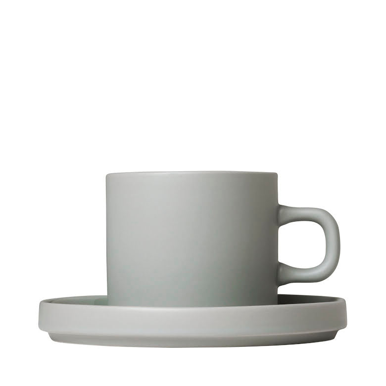 PILAR,Set med 2 kaffemuggar & fat, 4 pcs. Mirage Grey | 63911 | Svetrend