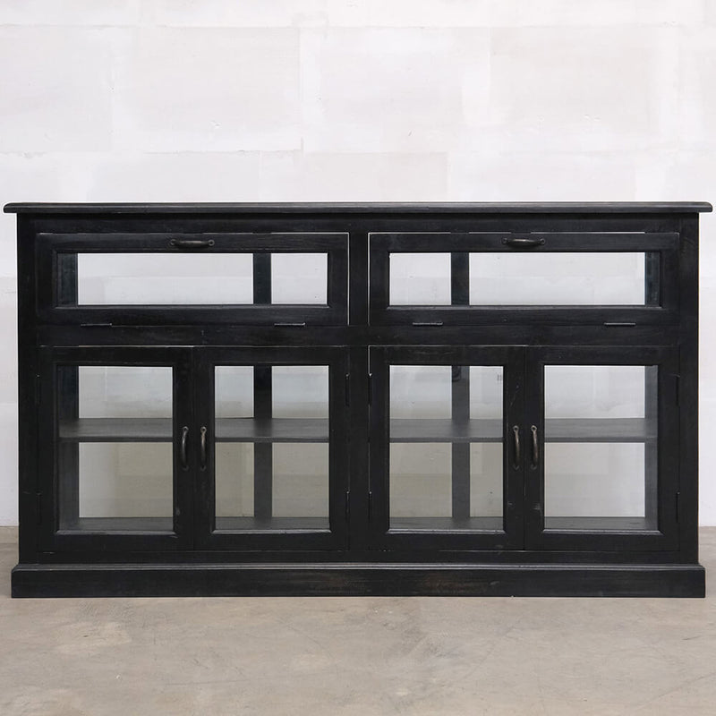 Sideboard with glass doors - painted black