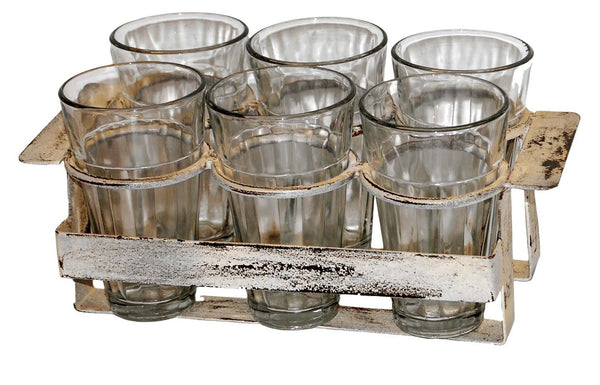 Maya glass holder with 6 glasses - cream