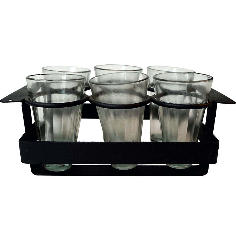 Maya glass holder with 6 glasses - black