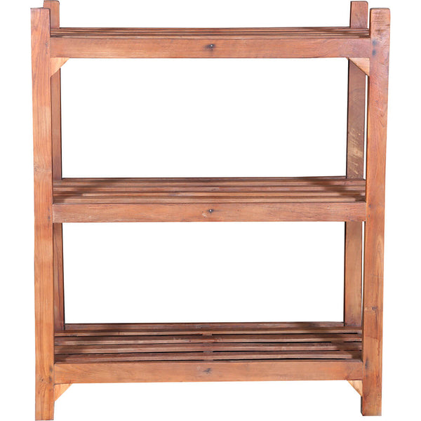Wooden bookshelf with slatted shelves