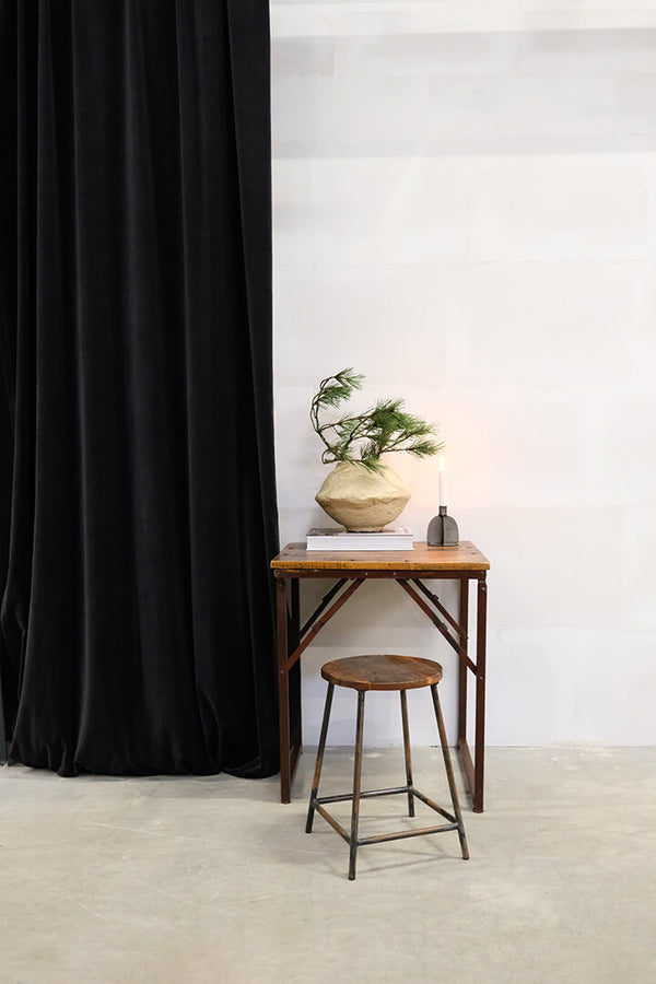Leo iron stool with round reclaimed wood seat