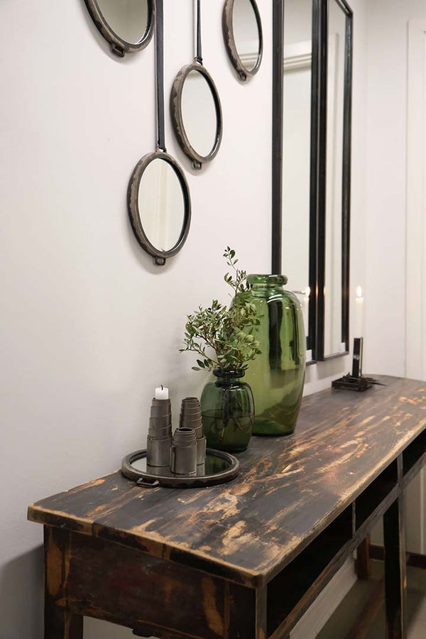 Smilla round mirror with leather cord