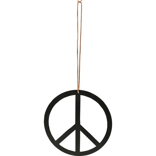 Peace sign in leather cord - L