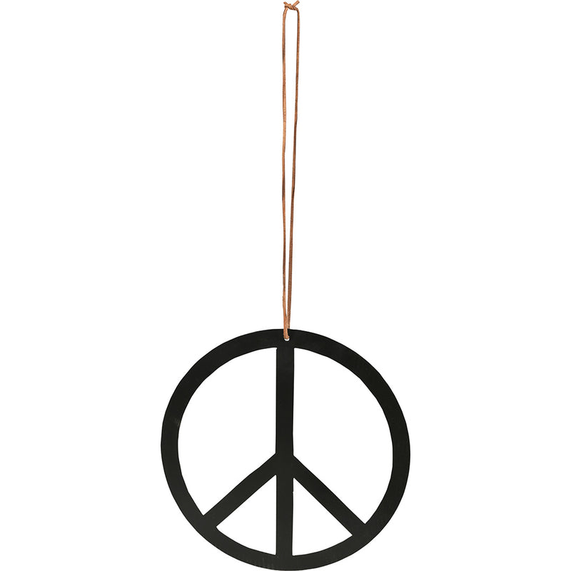 Peace sign in leather cord - L