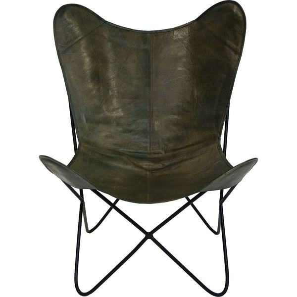 Bohemian lounge chair in heavy leather - green