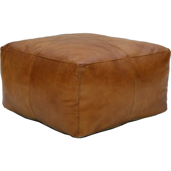 Benjamin square leather pouf