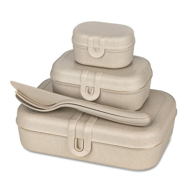 Pascal Ready Set med 3x lunchbox och bestick Beige | 7168700 | Svetrend