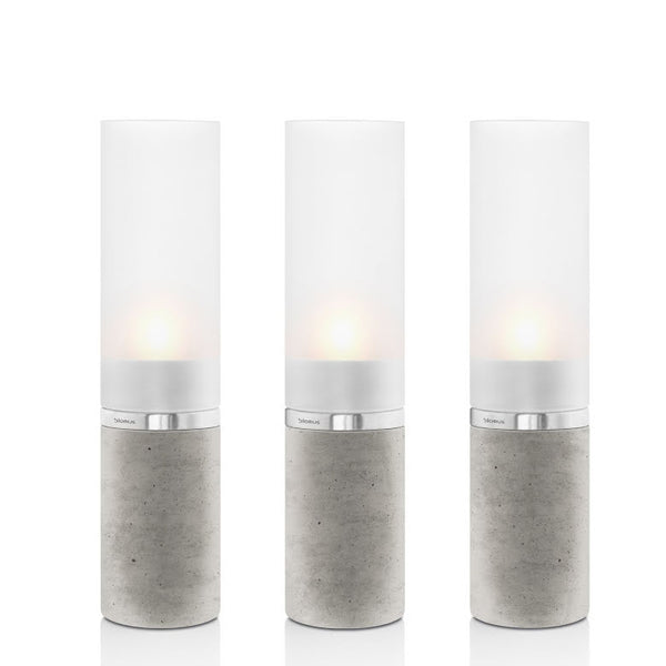 Faro Ljuslykta 21 cm Matt Rostfritt Stål Betong Set Med 3 | 65440 | Svetrend