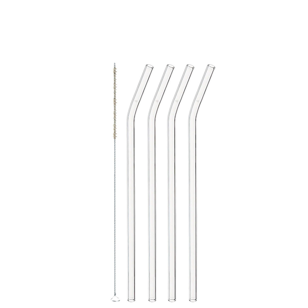 Knik Sugrör Glas 23cm 4-pack inkl Borste | 020936 | Svetrend