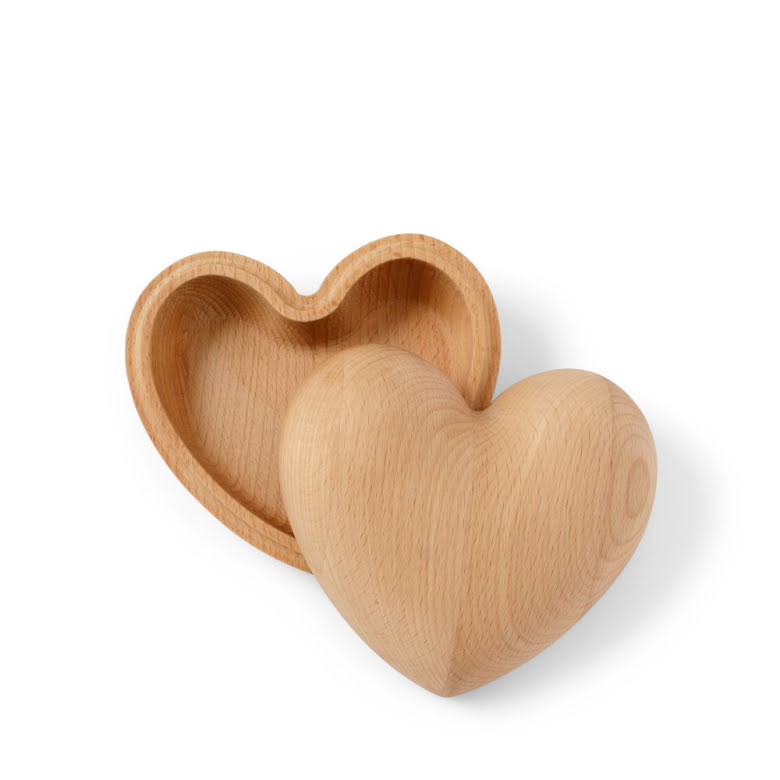 Skål Hjärta med lock 12 cm Bok | SC2039-FSC | Svetrend