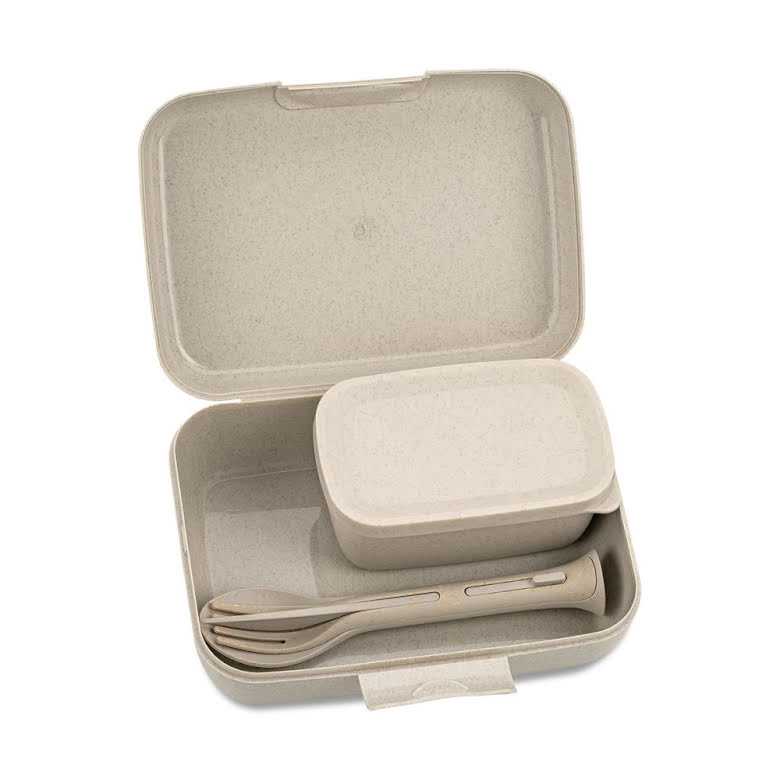 Candy Ready Set med 3x lunchbox och bestick Beige | 7272700 | Svetrend