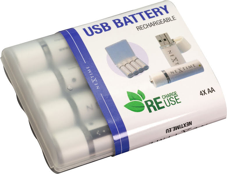 USB Batteri AA Uppladdningsbart 4-pack | NE-AABAT003 | Svetrend